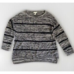 Eileen Fisher 100% organic linen marl knit pullover sweater XS classic lagenlook